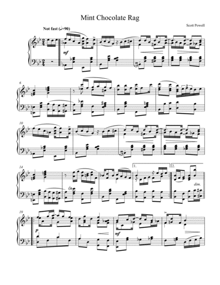 Mint Chocolate Rag (for Solo Piano) image number null