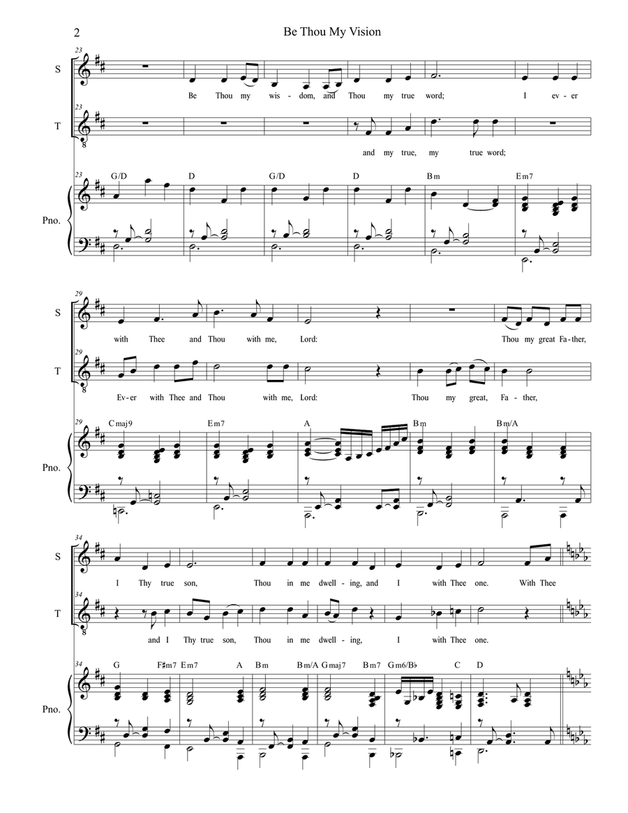 Be Thou My Vision (Duet for Soprano and Tenor Solo) Tenor Voice scores gallery preview page 2