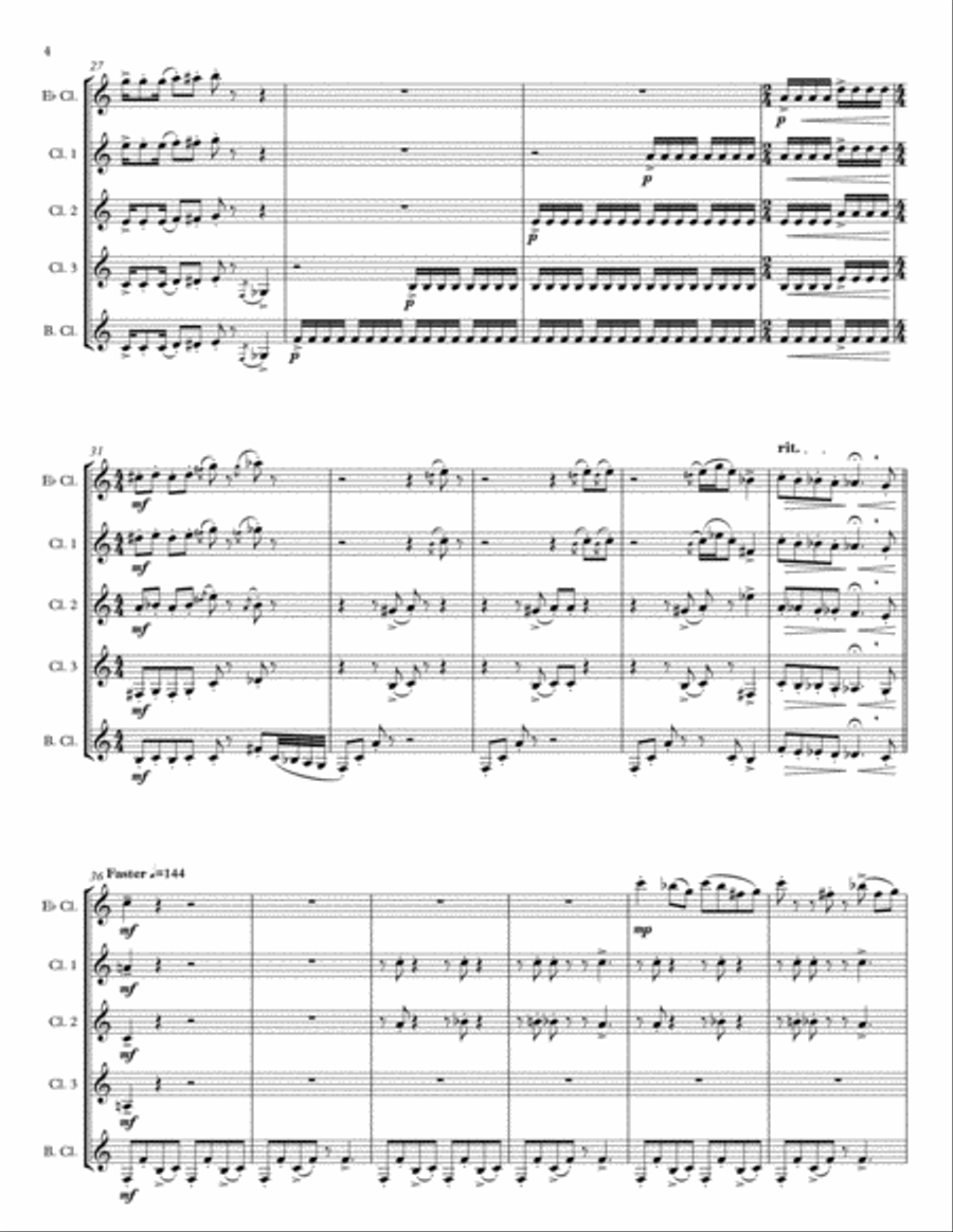Carnival Dance for Clarinet Quintet/Choir Choir scores gallery preview page 4