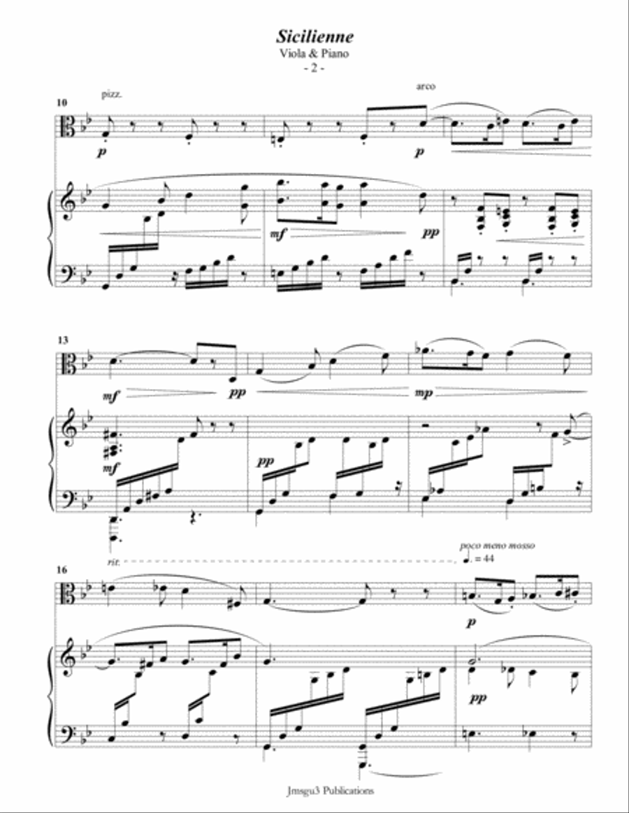 Fauré: Sicilienne for Viola & Piano Viola scores gallery preview page 3