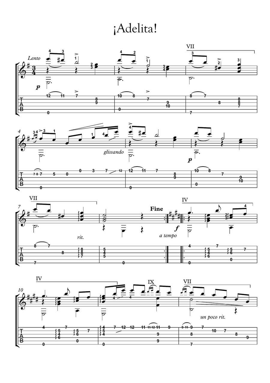 Adelita Lagrima Acoustic Guitar scores gallery preview page 2