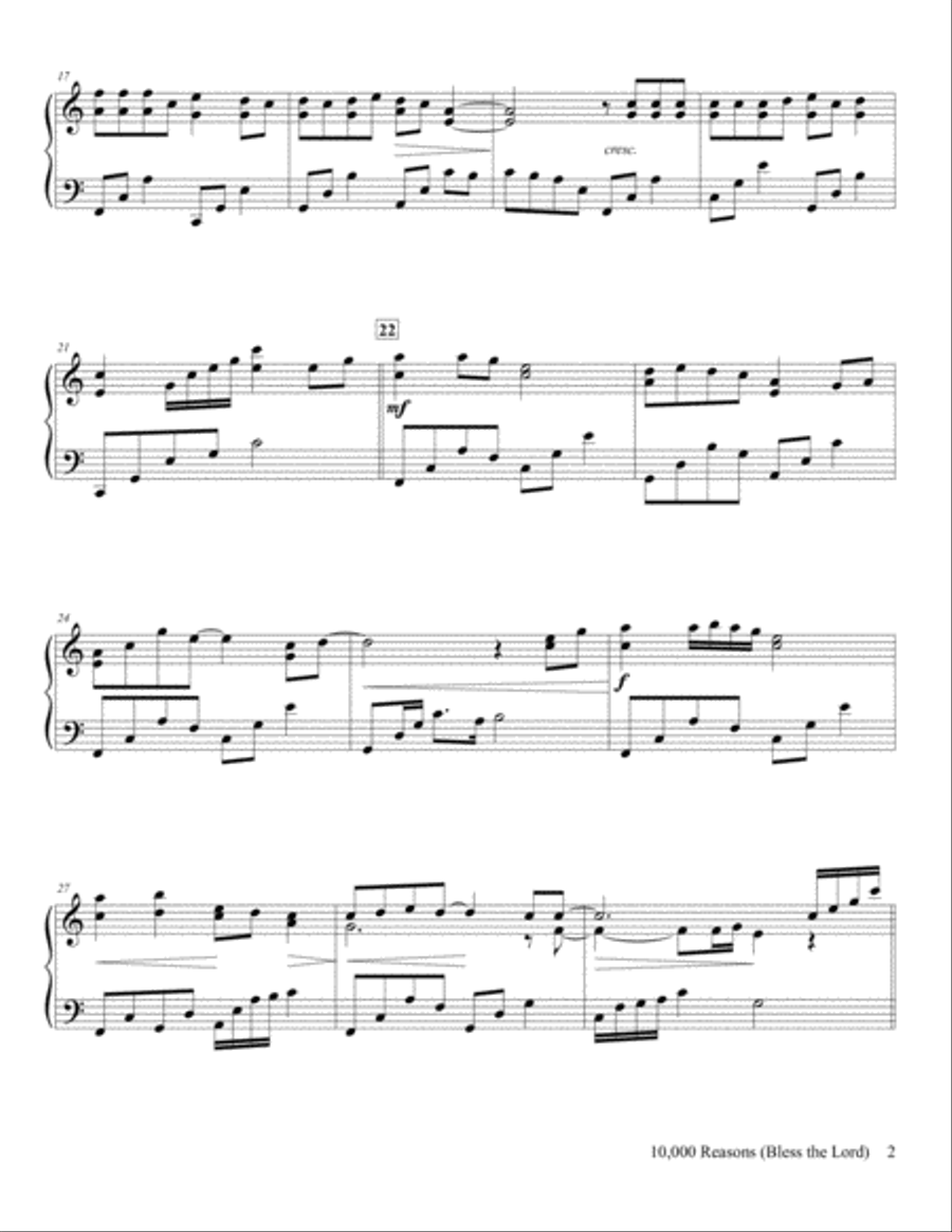 10,000 Reasons (Bless The Lord) Piano Solo scores gallery preview page 3