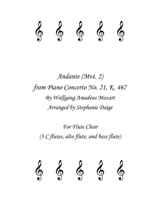 Mozart Andante from Piano Concerto No. 21, K. 467 for Flute Choir