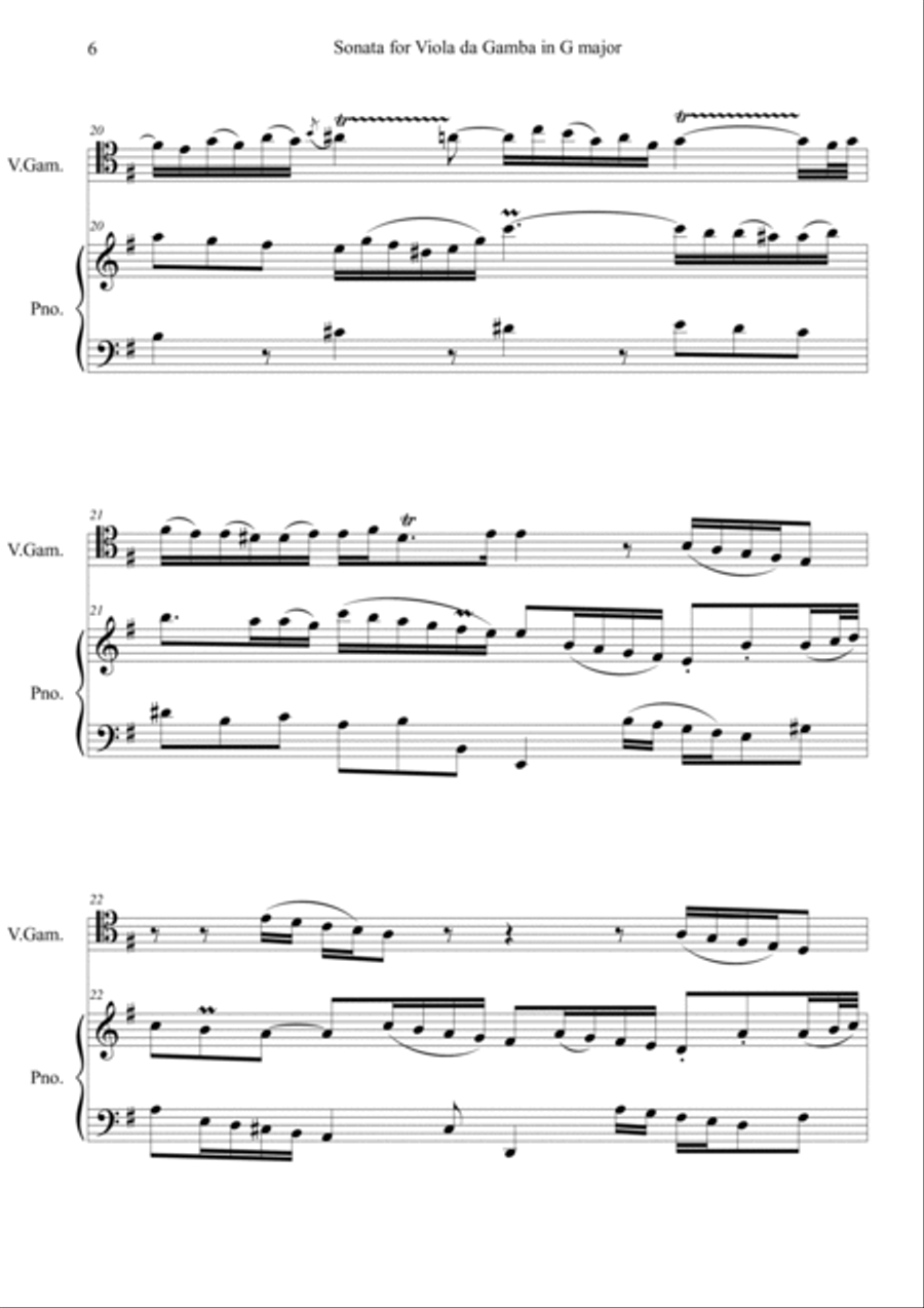 Sonata for Viola da Gamba in G major BWV 1027 1st Viola da Gamba scores gallery preview page 6