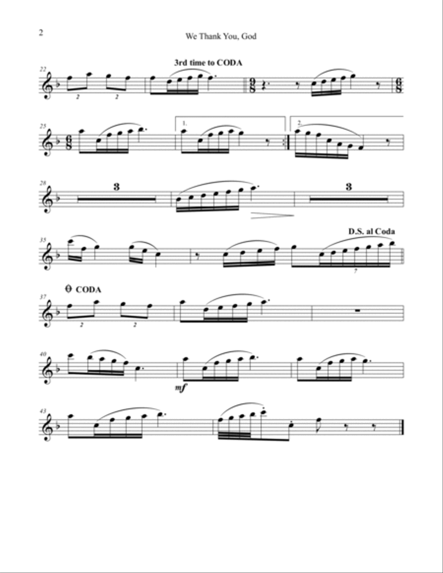 We Thank You, God INSTRUMENTAL PARTS (Unison, Optional Flute & Handbells) Unison Choir scores gallery preview page 2