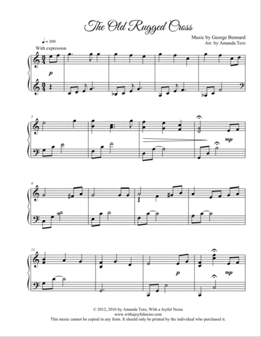 The Old Rugged Cross Piano Solo scores gallery preview page 3