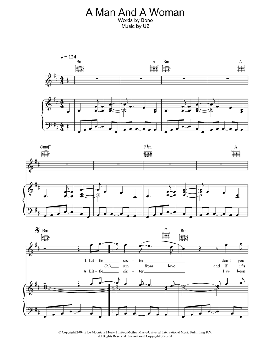 A Man And A Woman A Man And A Woman Piano, Vocal, Guitar scores gallery preview page 1
