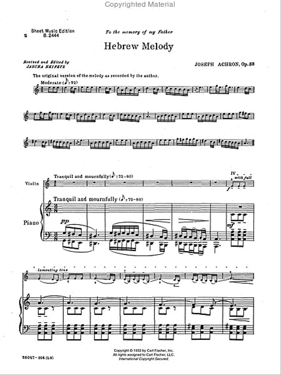 Hebrew Melody Violin Solo scores gallery preview page 2