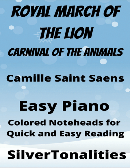 Royal March of the Lion Carnival of the Animals Easy Piano Sheet Music with Colored Notation