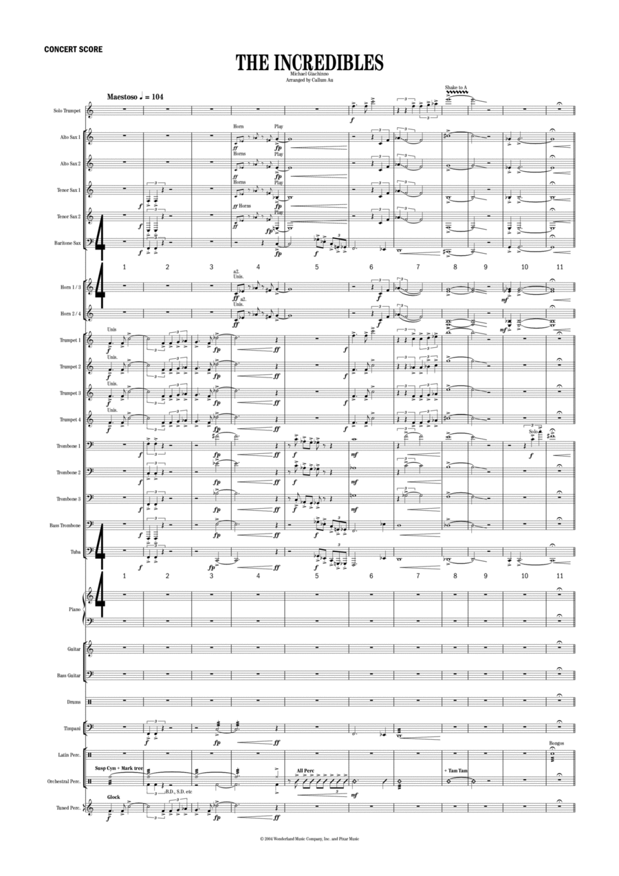 The Incredibles (main Theme) Jazz Ensemble scores gallery preview page 1