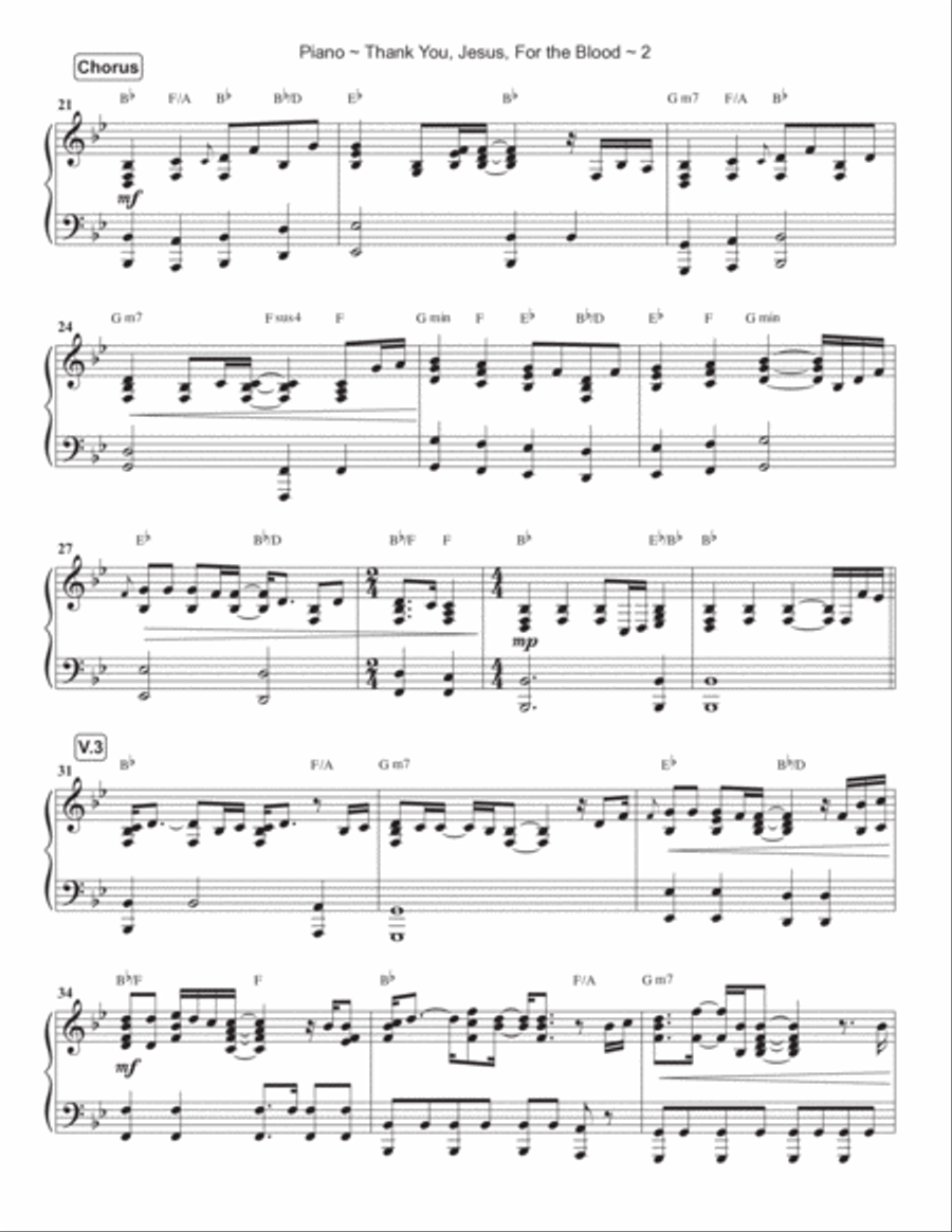 Thank You Jesus For The Blood Piano Solo scores gallery preview page 3