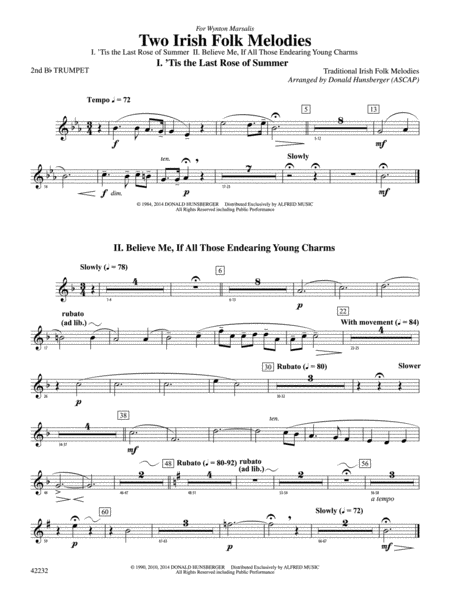 Two Irish Folk Melodies: 2nd B-flat Trumpet