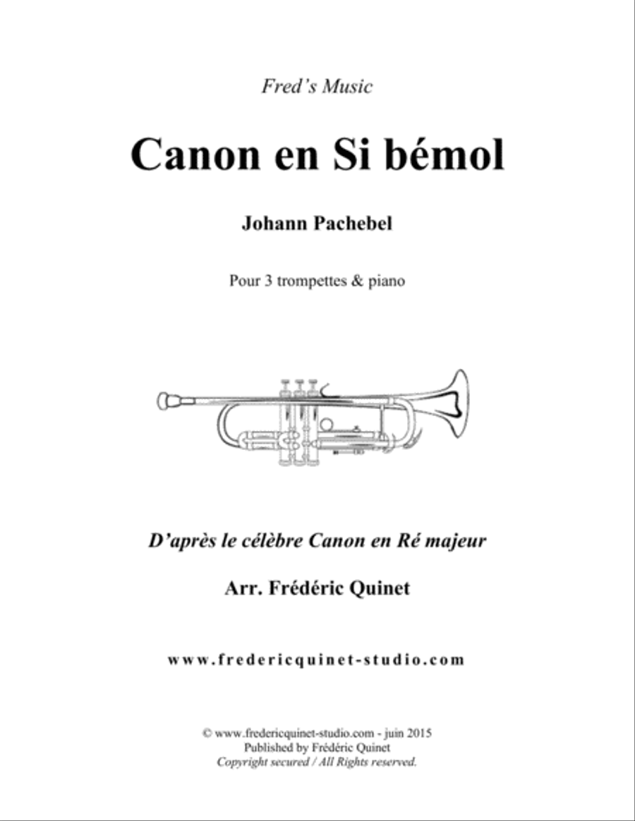 Pachelbel Canon - 3 Trumpets & Piano Trumpet Trio scores gallery preview page 1