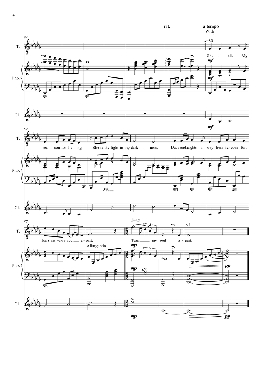 My Only Consolation (Rasputin) for solo male voice and piano (optional clarinet) Piano, Vocal scores gallery preview page 4