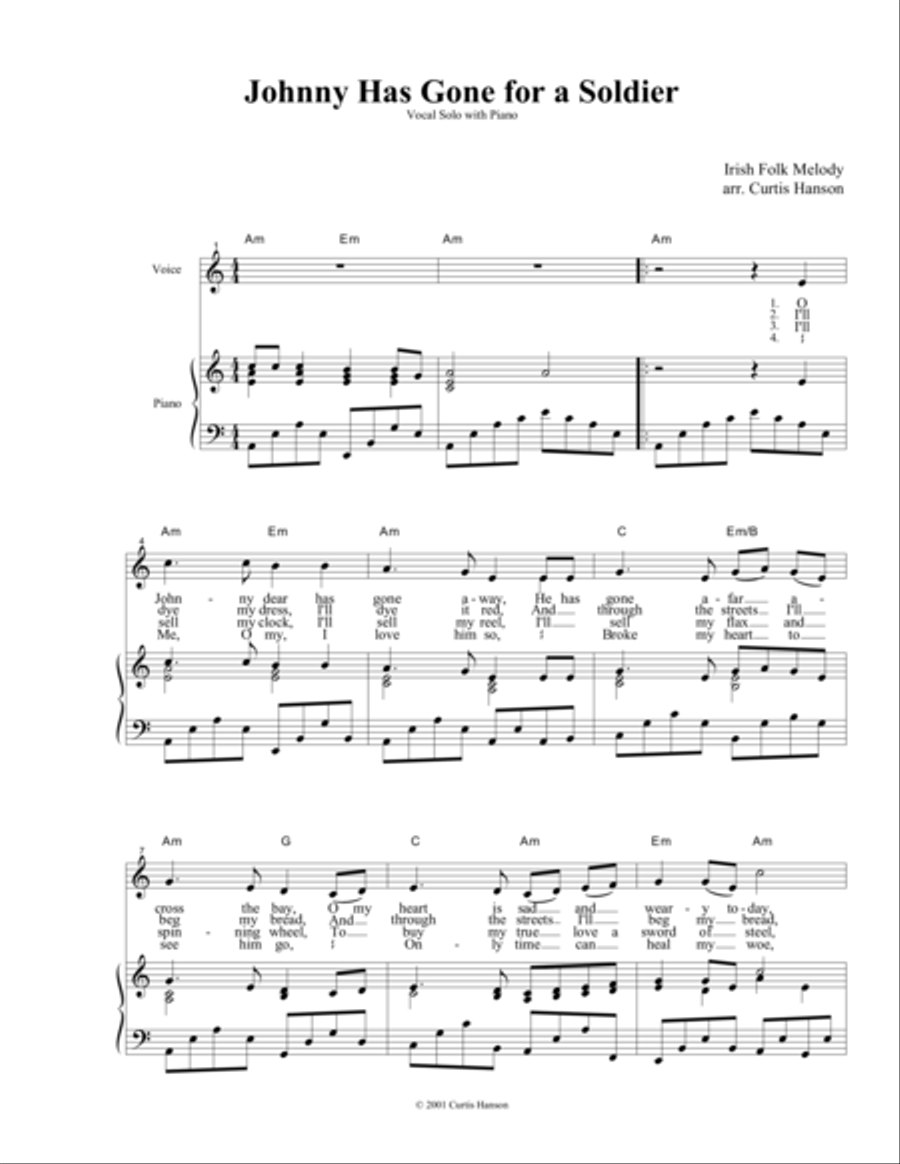 Johnny Has Gone for a Soldier Voice Solo scores gallery preview page 1