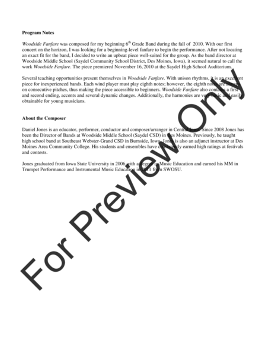 Woodside Fanfare Woodside Fanfare Concert Band scores gallery preview page 3
