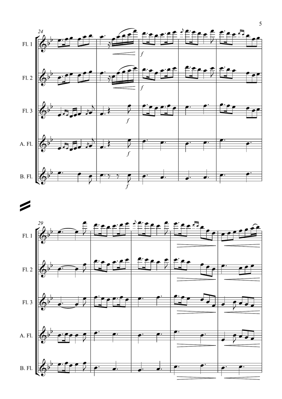 Lough Erin Shore - For Flute Choir Woodwind Quintet scores gallery preview page 5