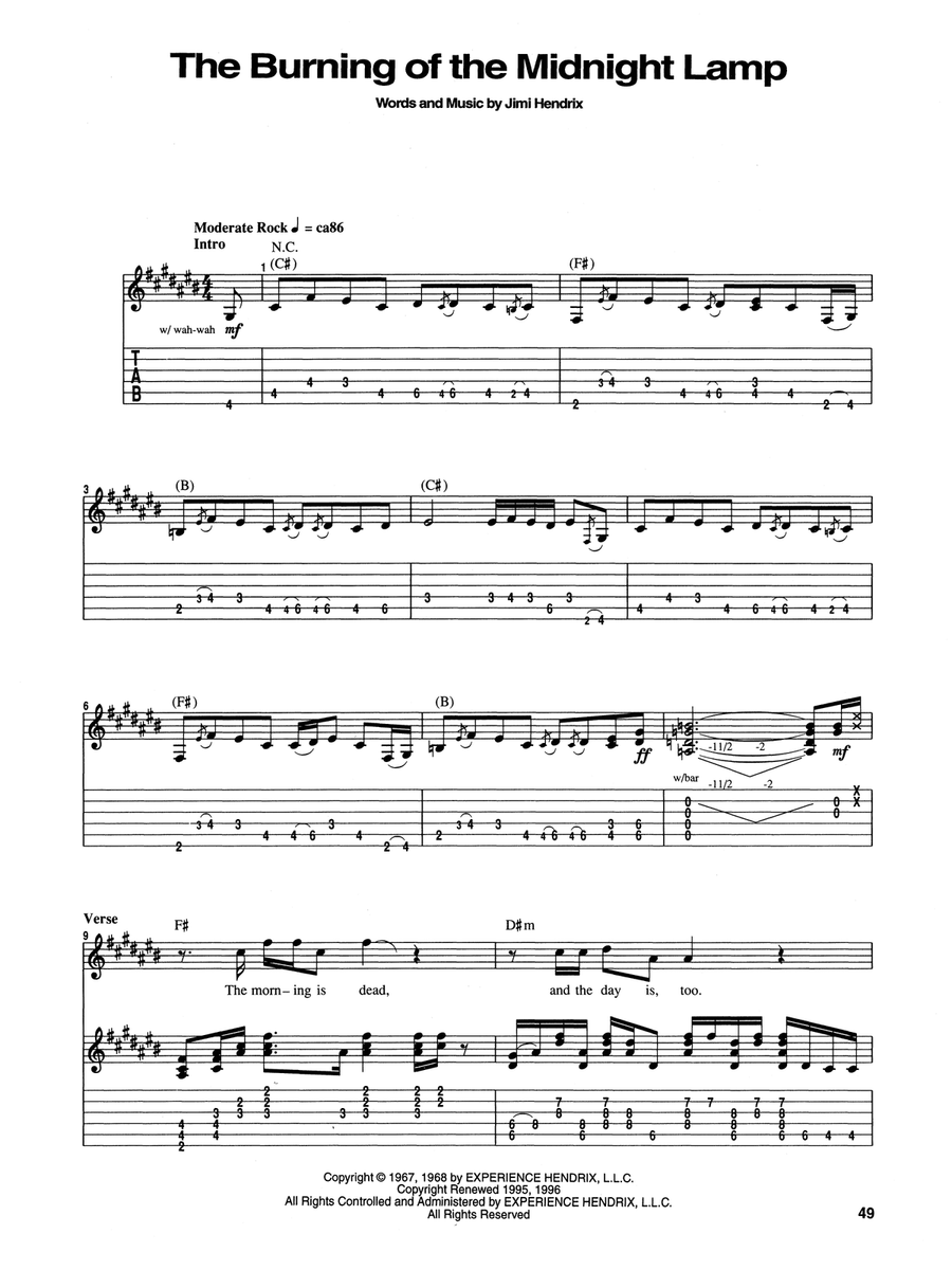 The Burning Of The Midnight Lamp Acoustic Guitar scores gallery preview page 1