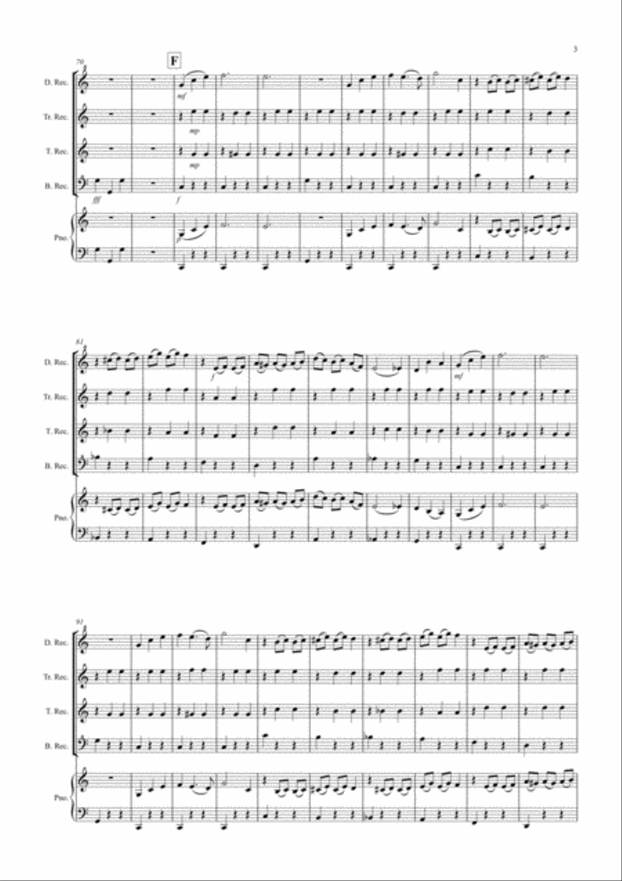 Waltz of the Flowers (Fantasia from Nutcracker) for Recorder Quartet Recorder scores gallery preview page 3