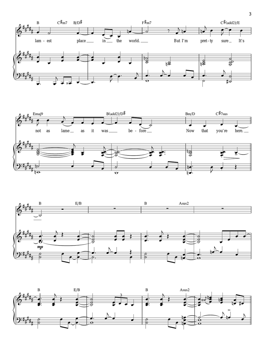 The Lamest Place In The World (from 13: The Musical) Piano, Vocal, Guitar scores gallery preview page 3