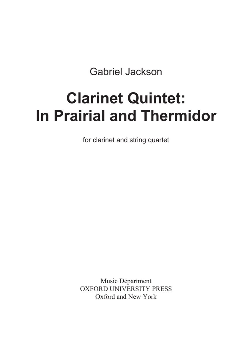 Clarinet Quintet: In Prairial and Thermidor