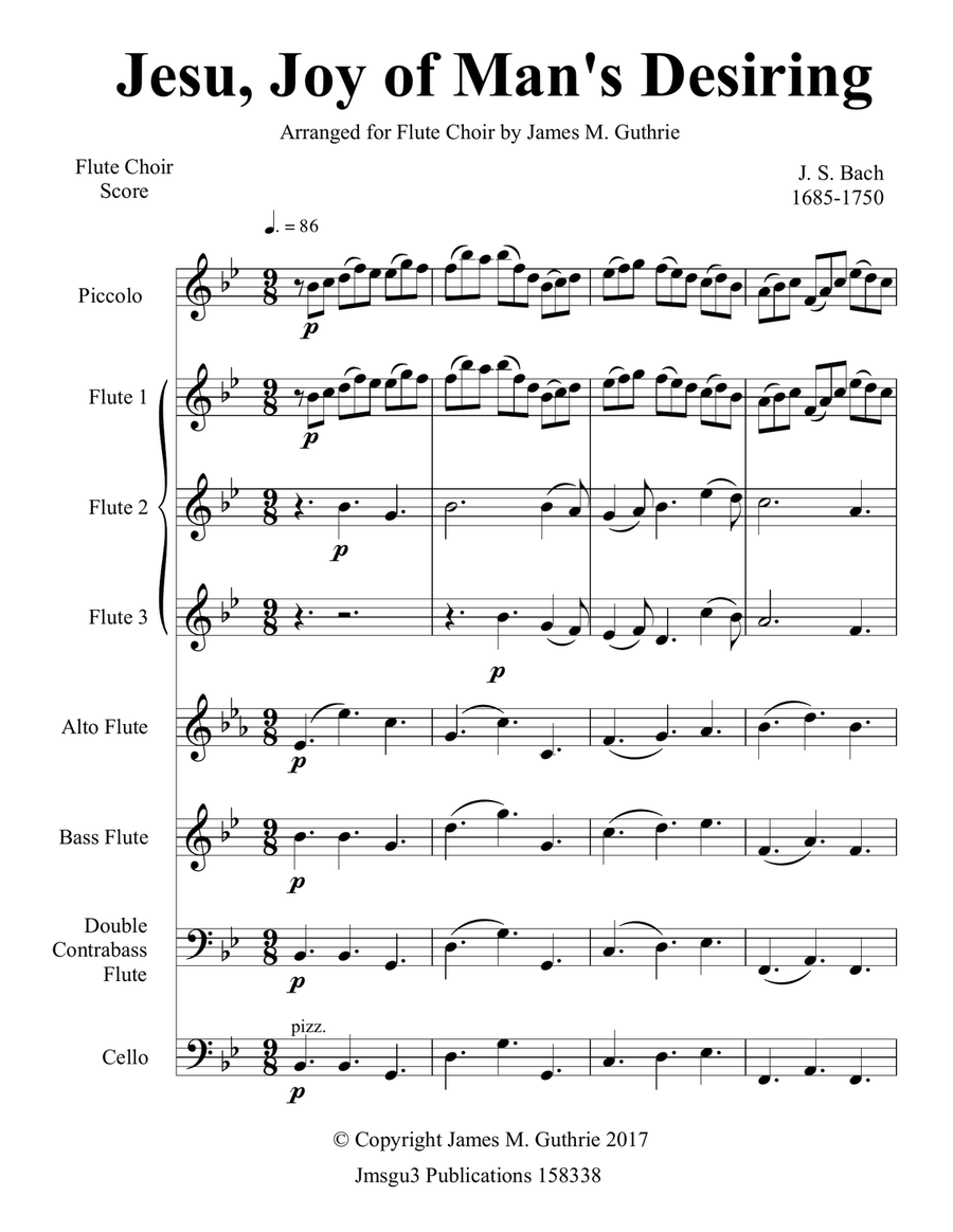 Bach: Jesu, Joy of Man's Desiring for Flute Choir Flute Choir scores gallery preview page 1