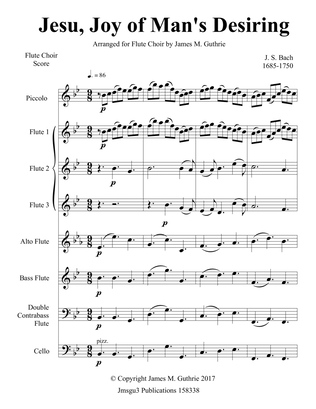 Bach: Jesu, Joy of Man's Desiring for Flute Choir