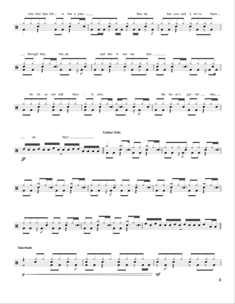 All Along The Watchtower All Along The Watchtower Drum Set scores gallery preview page 3