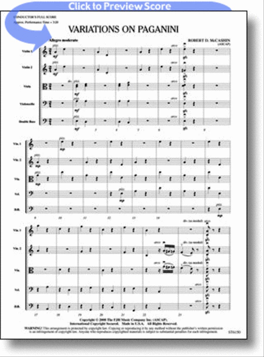 Variations on Paganini String Orchestra scores gallery preview page 1