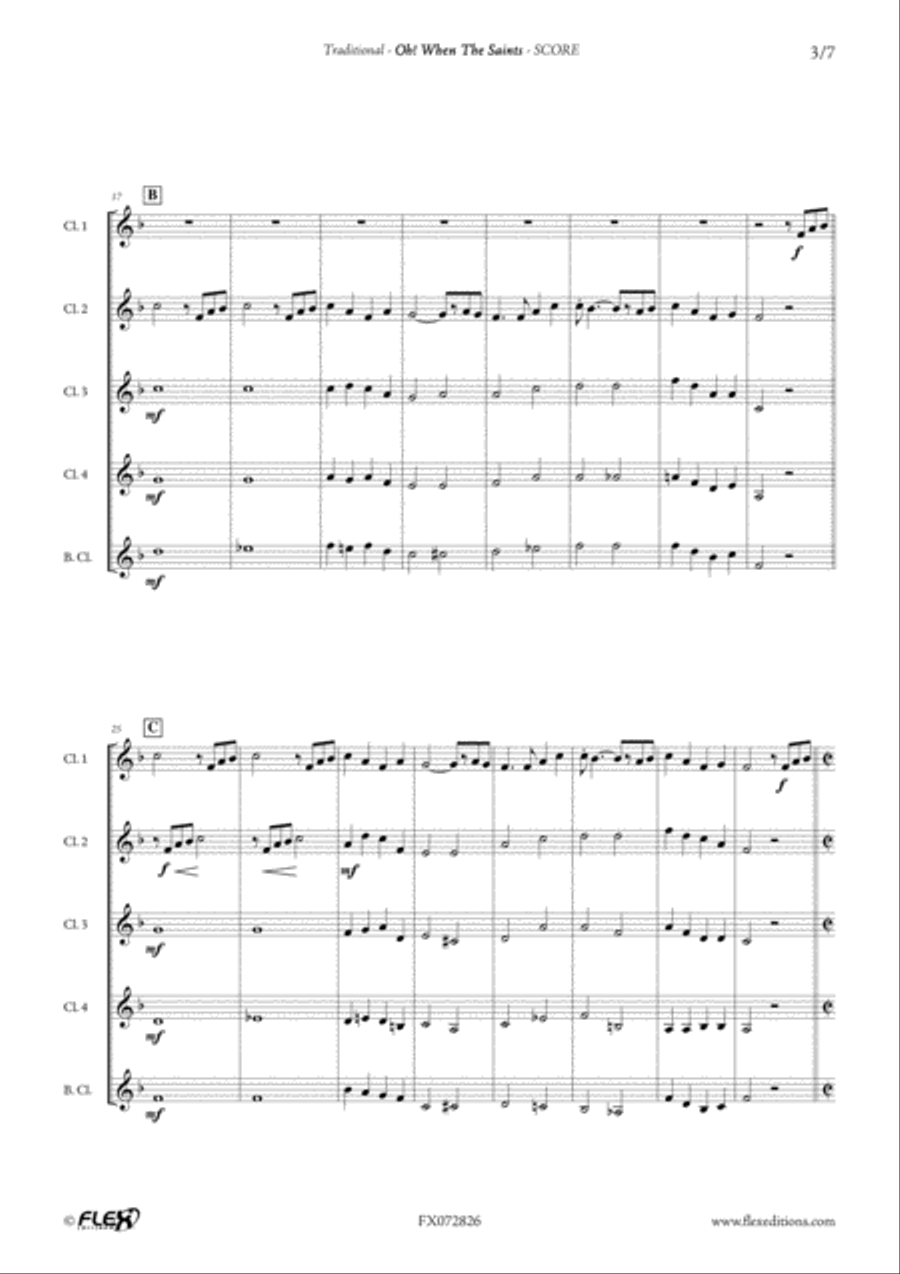 Oh! When The Saints Clarinet Quintet scores gallery preview page 3