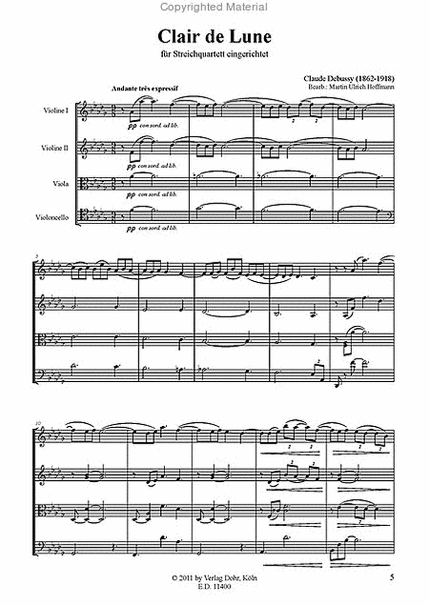 Clair de Lune (für Streichquartett)