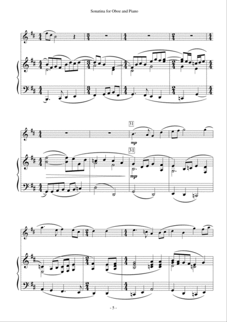 Sonatina for Oboe and Piano Piano scores gallery preview page 5