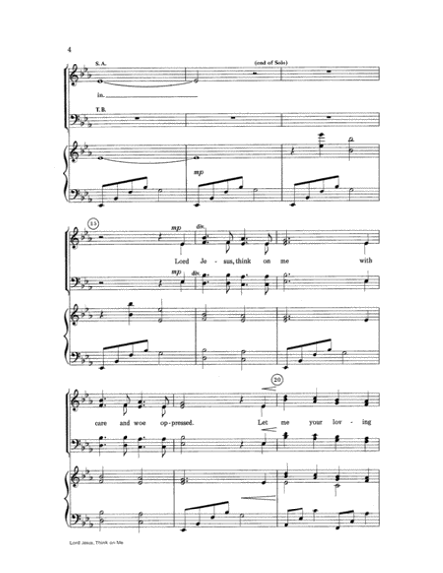 Lord Jesus, Think On Me 4-Part scores gallery preview page 4