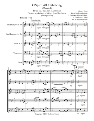O Spirit All-Embracing (Thaxted) (Bb) (Brass Quintet - 2 Trp, 1 Hrn, 1 Trb, 1 Tuba) (Trumpet lead)
