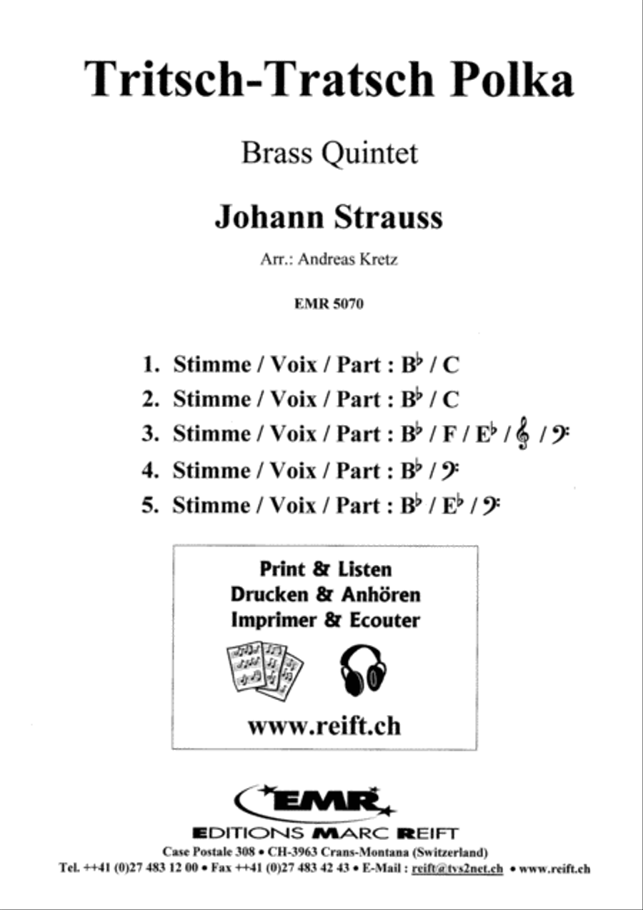 Tritsch-Tratsch Polka Brass Quintet scores gallery preview page 2
