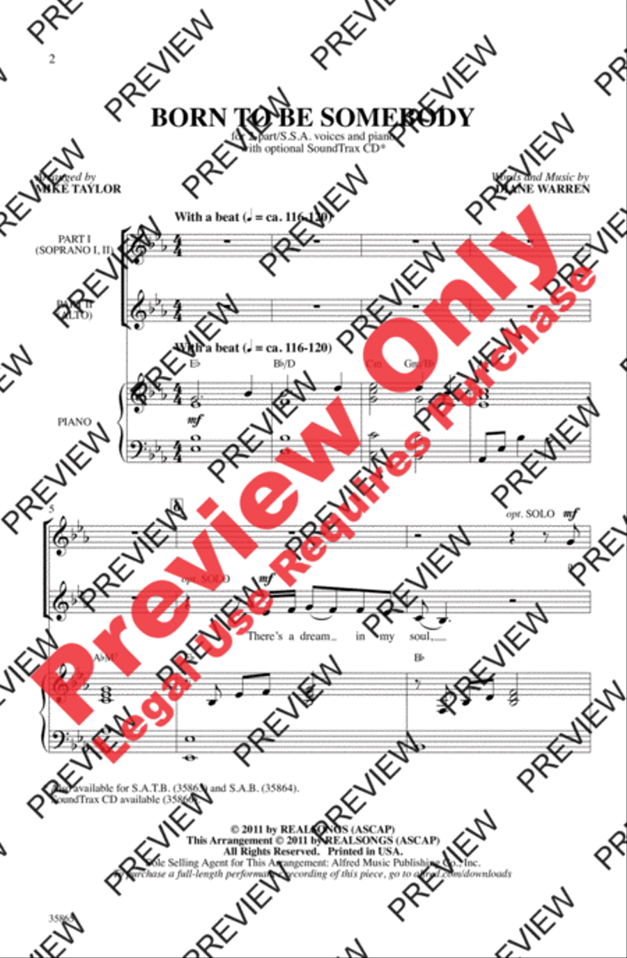Born to Be Somebody (from Never Say Never) 2-Part scores gallery preview page 2