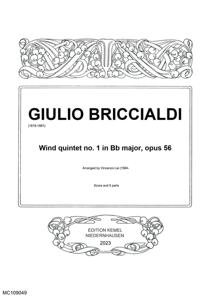Wind quintet no. 1 in Bb major, opus 56 Lai, Vincenzo, 1984- , ed