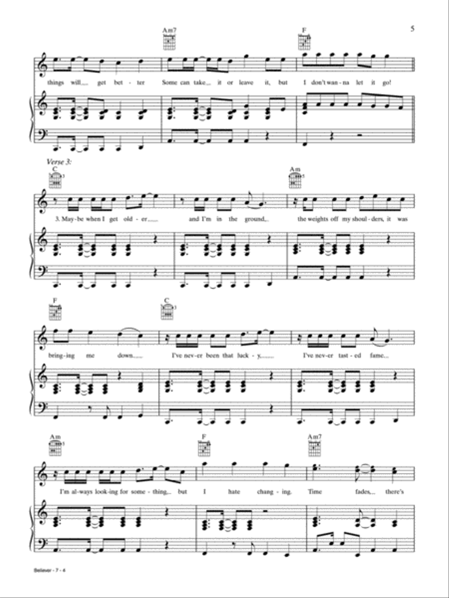 Believer Piano, Vocal, Guitar scores gallery preview page 4