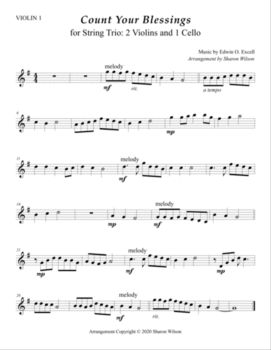 Count Your Blessings (for String Trio – 2 Violins and 1 Cello) String Trio scores gallery preview page 2