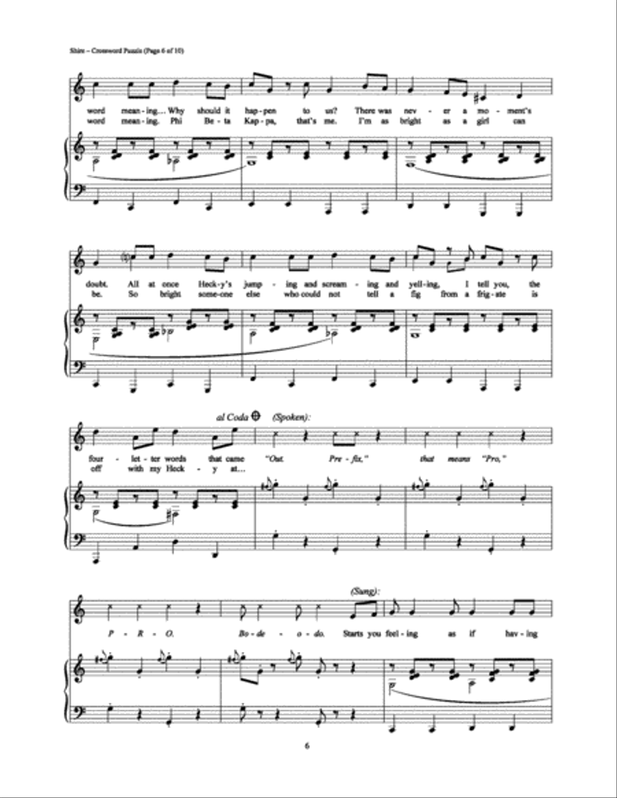 Crossword Puzzle by David Shire Piano Vocal Guitar Digital Sheet