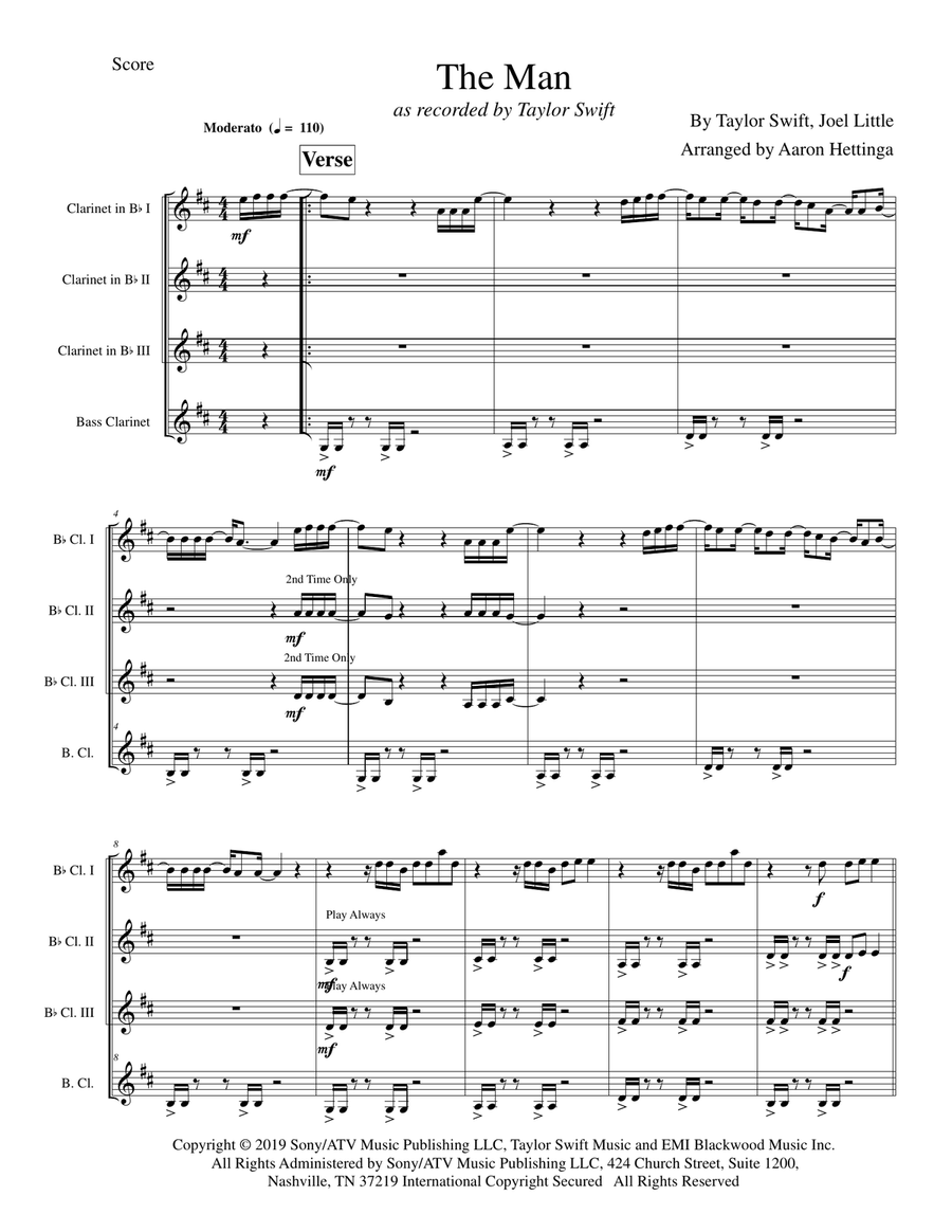 The Man Clarinet Quartet scores gallery preview page 3