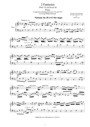 Telemann - 2 Fantasies in (E flat major, B flat major) TWV 33 No.35-36 of 36 for Piano
