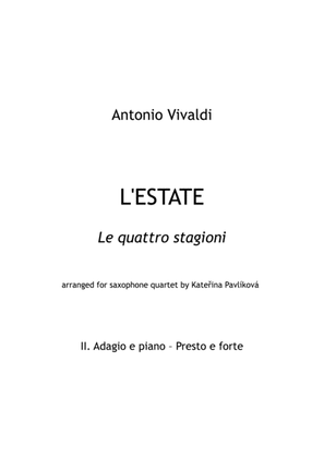 Book cover for A. Vivaldi: Summer from the Four Seasons for Saxophone Quartet, II. Adagio e piano – Presto e fort
