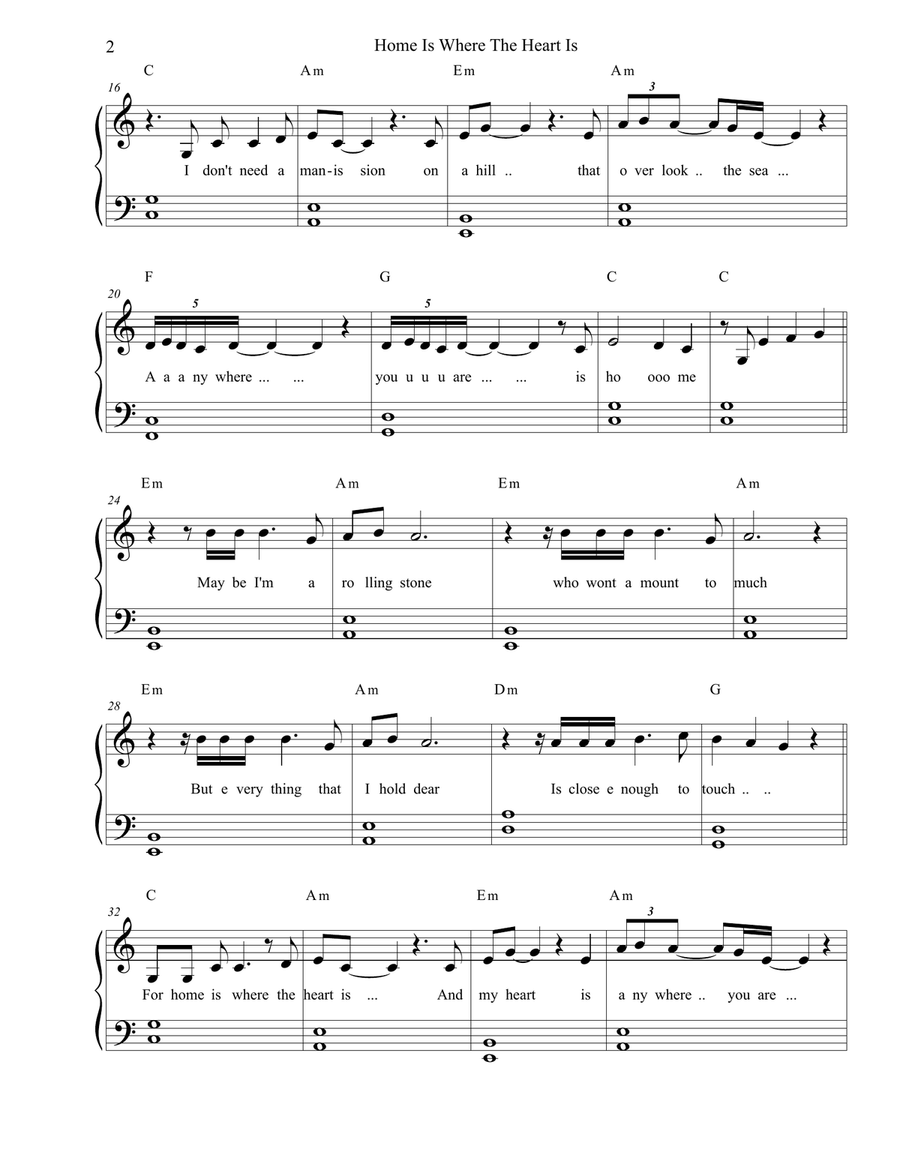 Home Is Where The Heart Is Easy Piano scores gallery preview page 2