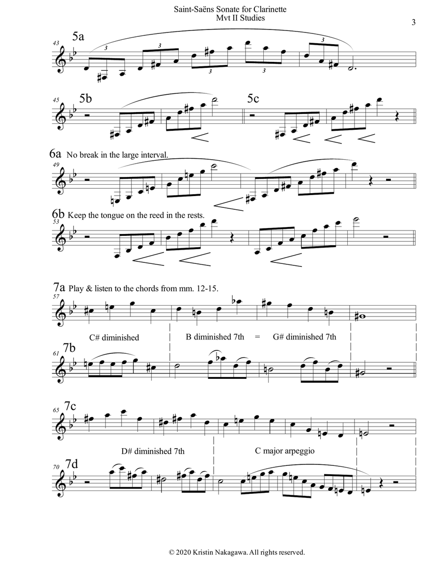Saint-Saens Clarinet Sonata Movement II Studies Clarinet Solo scores gallery preview page 3