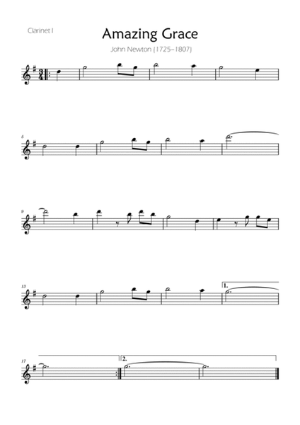 Amazing Grace - Clarinet Duet image number null