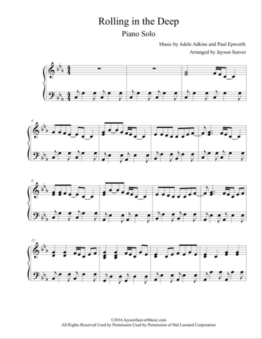 Rolling In The Deep Piano Solo scores gallery preview page 1