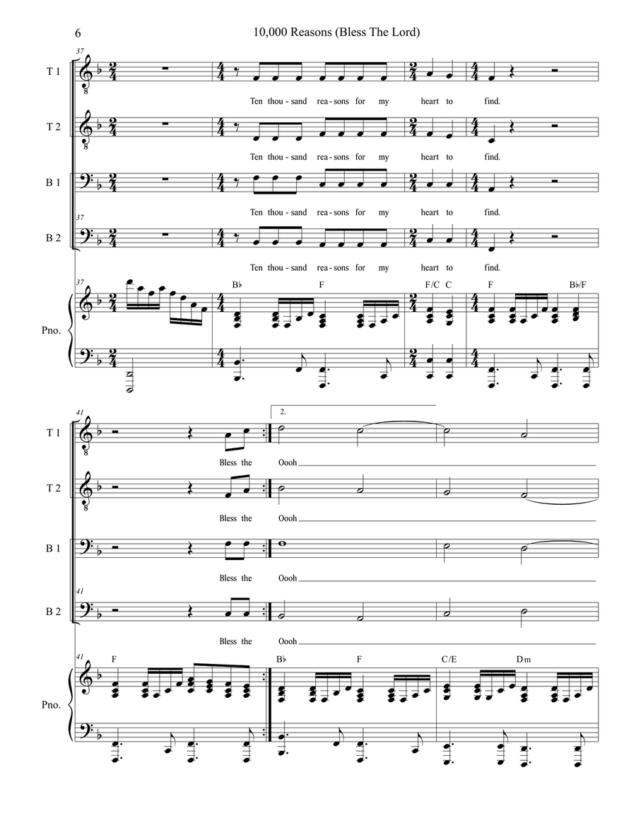 10,000 Reasons (Bless The Lord) TTBB scores gallery preview page 6