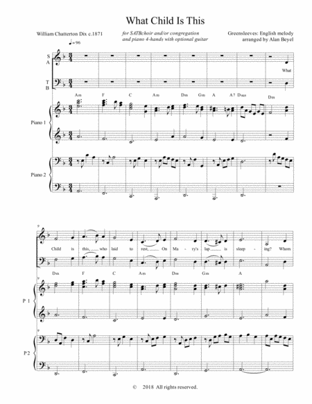 What Child Is This (SATB and/or congregation and piano 4-hands with optional guitar) image number null