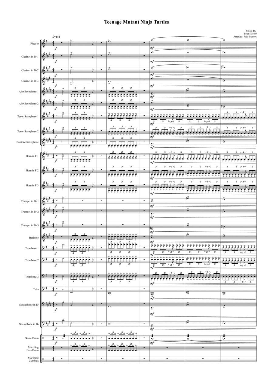 Teenage Mutant Ninja Turtles Marching Band scores gallery preview page 1